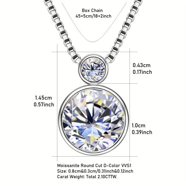 Elegant 14K Golden Plated Moissanite Pendant Necklace 2.1ct Total Synthetic Stones - 925 Sterling Silver Daily & Vacation Jewelry with April Birthstone, Christmas Holiday Theme, Adjustable Chain 45+1.97inch - Image 5