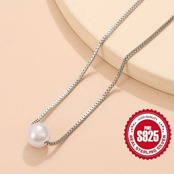 White Shell Pearls Pendant Necklace 925 Sterling Silver Neck Chain Jewelry Decoration - Image 4