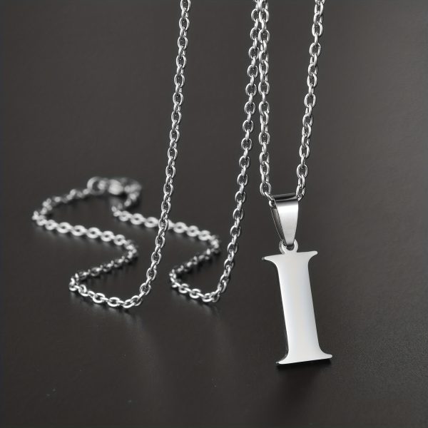 1pc Chic Stainless Steel Initial Pendant Necklace - Personalized Cool Design - Hypoallergenic Birthday Gift for Family & Teenagers - Image 12