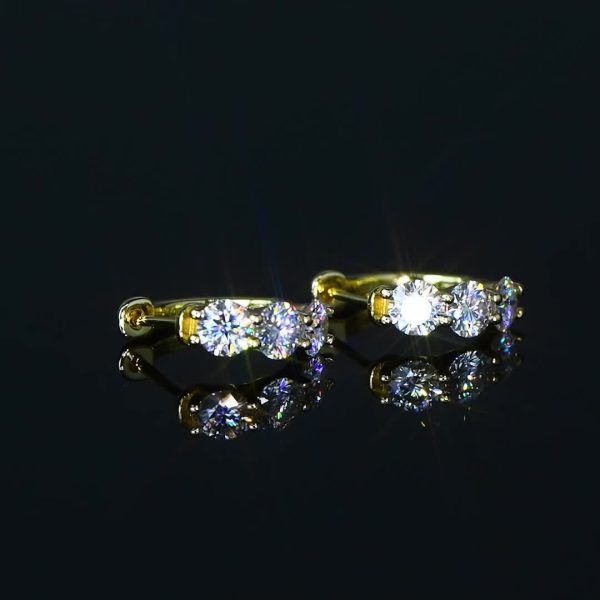 Elegant Classic Moissanite Stud Earrings, 14K Golden Plated, Synthetic April Birthstone, 925 Sterling Silver, 0.9ct Moissanite, 2.05g - Perfect for Daily Wear & Weddings, All Seasons Accessory - Image 12