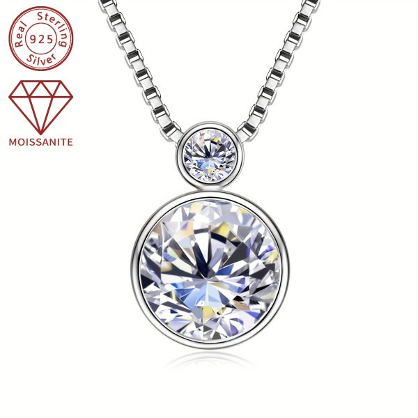 Elegant 14K Golden Plated Moissanite Pendant Necklace 2.1ct Total Synthetic Stones - 925 Sterling Silver Daily & Vacation Jewelry with April Birthstone, Christmas Holiday Theme, Adjustable Chain 45+1.97inch