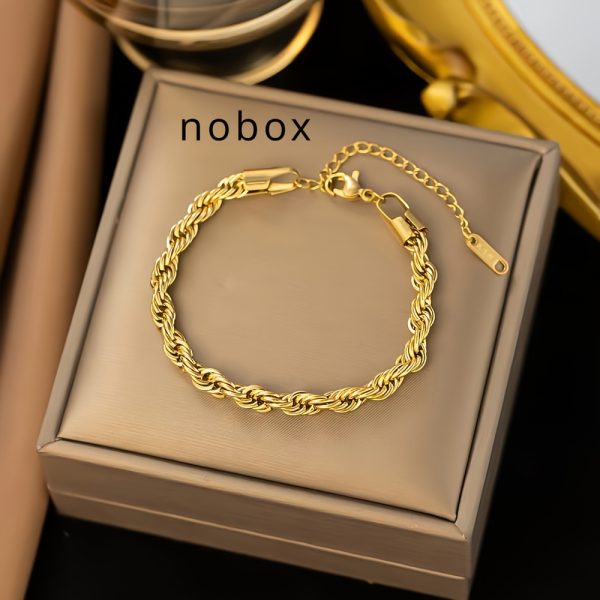 2pcs Gold Plated Stainless Steel Necklace Bracelet Set, Elegant Simple Design, Retro Trendy Versatile Jewelry, Women Couple Street Daily Commute Wedding Holiday Party Accessory - Image 4