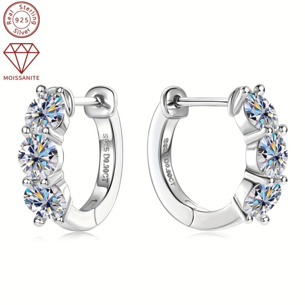 Elegant Classic Moissanite Stud Earrings, 14K Golden Plated, Synthetic April Birthstone, 925 Sterling Silver, 0.9ct Moissanite, 2.05g - Perfect for Daily Wear & Weddings, All Seasons Accessory - Image 3