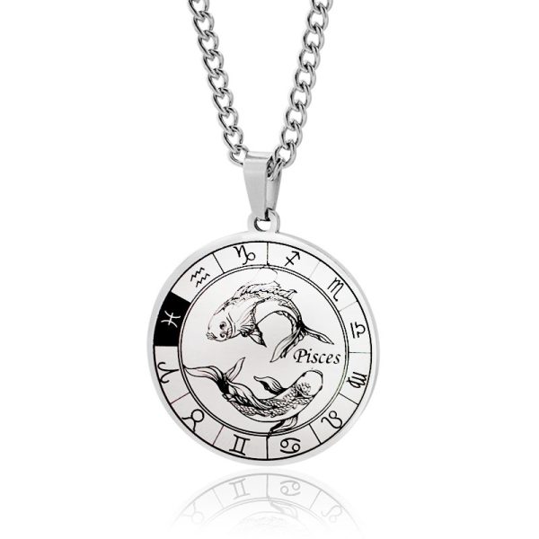 Stainless Steel Star Zodiac Necklace 12 Constellation Coin Pendant Necklace For Men Jewelry Gift For Birthday Anniversary - Image 6