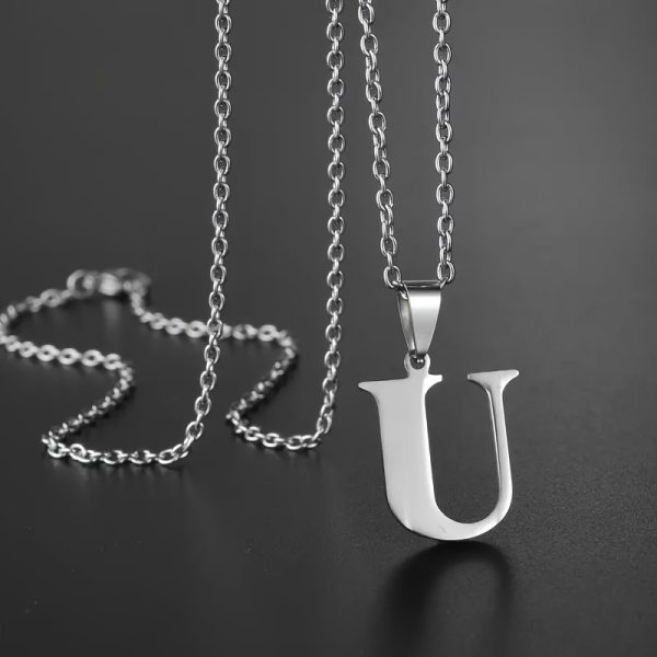 1pc Chic Stainless Steel Initial Pendant Necklace - Personalized Cool Design - Hypoallergenic Birthday Gift for Family & Teenagers - Image 23