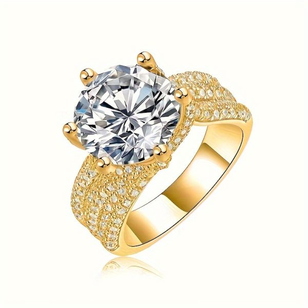 Title: 925 Sterling Silvery 5 Carat Moissanite Ring, Luxurious Full Faux Diamond Inlay, Women 18K Gold Plated Jewelry for Commemorative Day Birthday Wedding Engagement Proposal Gift with CertificatennD Color Vvs Certificate + Black Card + Waist Coden5 Caratsn5 Layers of 18K Gold PlatingnWeight About 9.2g - Image 5