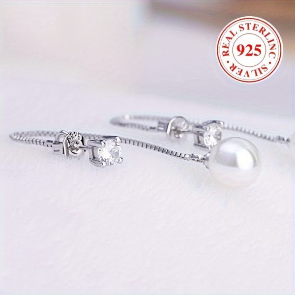 Sterling 925 Silver Freshwater Pearl Dangle Earrings - Drop & Dangle Earrings with Hypoallergenic, Elegant Luxury Style, Daily Casual Wear, and Decorative Pearl Accents for Sensitive Skin - Image 6