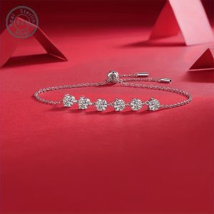 925 Sterling Silver 6pcs 0.5 Carat Moissan Diamonds Bracelet For Women, Gorgeous And Elegant, Beautiful And Confident, Shining Between Your Wrists, Gift For Your Family, Friends, Any Holiday-Valentine's Day, Birthday, Anniversary, Gift Box