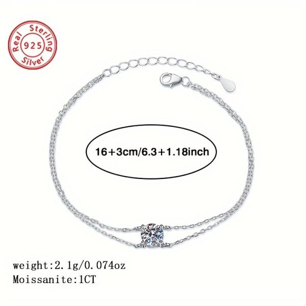 BLOVEMEE 1 Carat Moissanite 925 Sterling Silver Women's Fashion Bracelet, Elegant Korean Style, Versatile for Daily Wear, Banquets, Holidays, Birthdays, Valentine's, Christmas, Thanksgiving, Wedding Jewelry Gift - Image 5