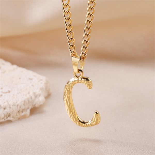 1pc Novel Trendy Stainless Steel Electroplated Golden English 26 Letters Fashion Pendant Necklace For Men And Women - Image 24