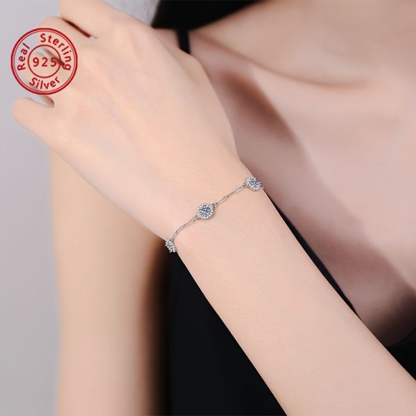 Elegant 925 Sterling Silvery Bracelet with 1.5 Carat White Moissanite - Perfect for Daily Wear, Parties & Special Occasions - Ideal Gift for Her - Image 2