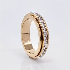Elegant Band Ring Made Of Stainless Steel Inlaid Shining zirconia Rotatable Design For Releasing Your Stress Silveryu002F Rosyu002F Golden Just Pick One