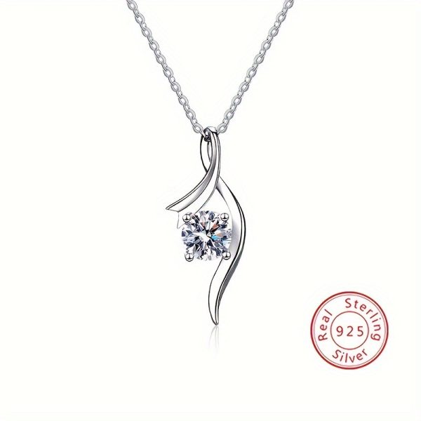 1 Carat Moissanite Exquisite Necklace, 925 Sterling Silver, Elegant Light Luxury Party Fine Jewelry, Easter Day Gifts For Women - Image 5