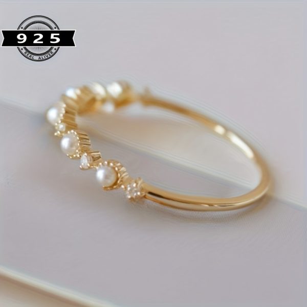 s925 silver fashion light luxury design ring temperament simple pearl wedding ring jewelry 1.5gu002F0.053oz