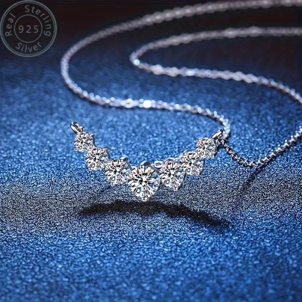 925 Sterling Silver Inlaid Moissanite Crescent Necklace, Elegant, Simple And Generous For Ladies, Is The Perfect Gift For Wives, Girlfriends, And Mothers, Suitable For Birthday Parties And Dates, And Comes With Exquisite Gift Boxes - Image 4