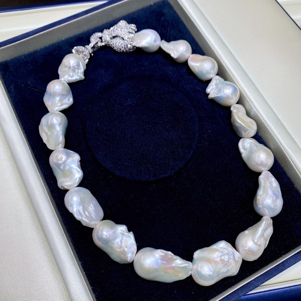 Elegant Baroque Freshwater Pearl Necklace for Women - Large Irregular Pearls, French-Inspired Personalized Collar Chain with Gift Box - Image 5