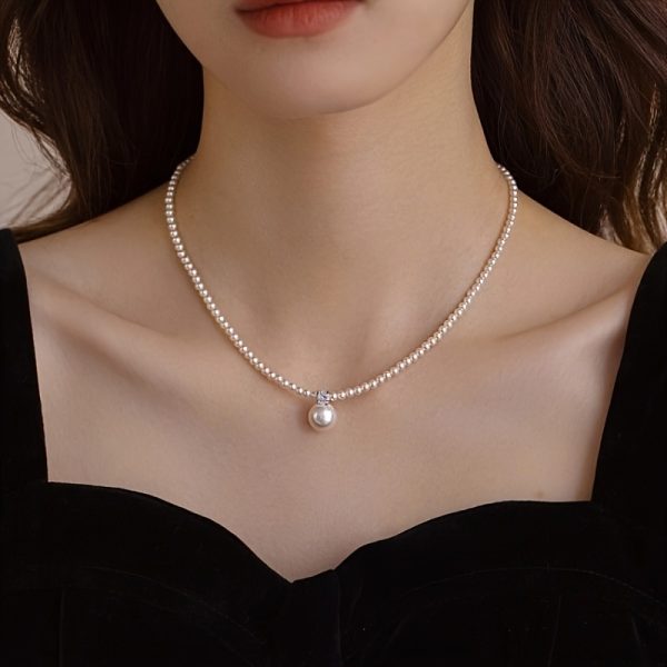 Luxury Freshwater Pearl Necklace Single Pearl Pendant Sexy Clavicle Chain No Plating Fashionable Light Luxury Design Daily Wear Sweater Chain - Image 6