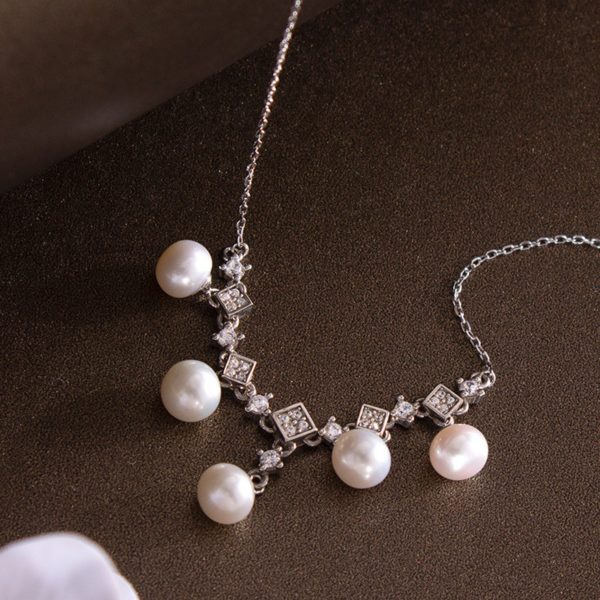 1pc Elegant S925 Sterling Silver Necklace with Freshwater Pearls, Luxurious Fashion Jewelry for Parties and Banquets, Ideal for Anniversary, Birthday, and Holiday Gifts - Image 3
