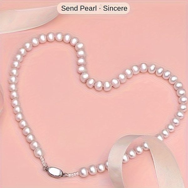 Elegant Freshwater Pearl Jewelry Set for Women - Includes Necklace, Bracelet & Stud Earrings, Milk White, Luxurious Classic Accessories - Image 6