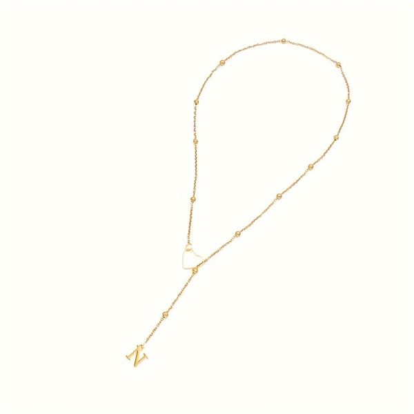 18K Gold Plated Y-Necklace with Heart and Initial Pendant - Stainless Steel Elegant Sexy Alphabet Letter Charm Long Lariat Necklace for Women, Perfect for Daily and Party Occasions, No Stone Setting - Pack of 1 - Image 8