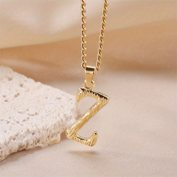 1pc Novel Trendy Stainless Steel Electroplated Golden English 26 Letters Fashion Pendant Necklace For Men And Women - Image 35