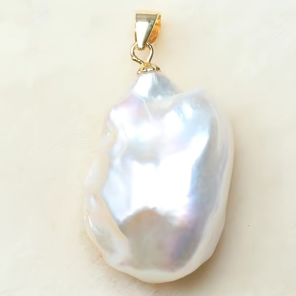 Vintage Elegant Baroque Freshwater Pearl Pendant Enhancers, 20-25mm Natural Irregular Aurora Lustrous White, S925 Sterling Silver Plated, Versatile for Daily & Gift Occasions - No Chain Included, Pack of 1 - Image 10