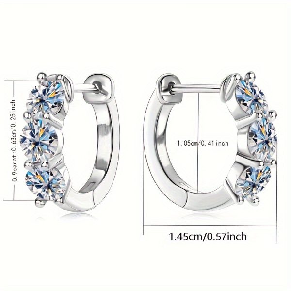LOVESSOM Men's Elegant 925 Sterling Silvery Moissanite Hoop Earrings - Perfect for Casual Attire or Gifting, Includes Luxury Gift Box - Image 4