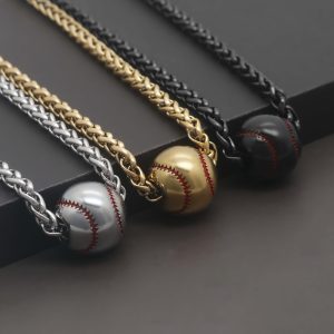 1pc Stainless Steel Baseball Pendant Necklace For Men Women