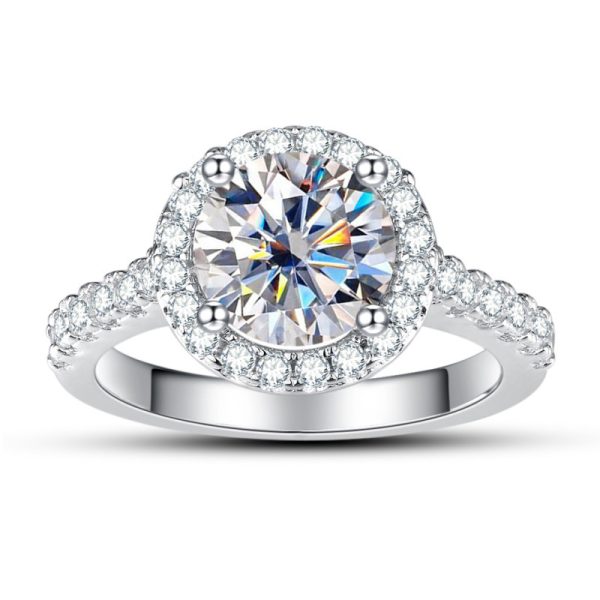 1ct Moissanite Solitaire Ring - Exquisite 925 Sterling Silver Classic Design, Perfect for Engagement, Wedding, Noble Christmas, Birthday Gift for Her, Ideal Symbol of Eternal Love - Image 3