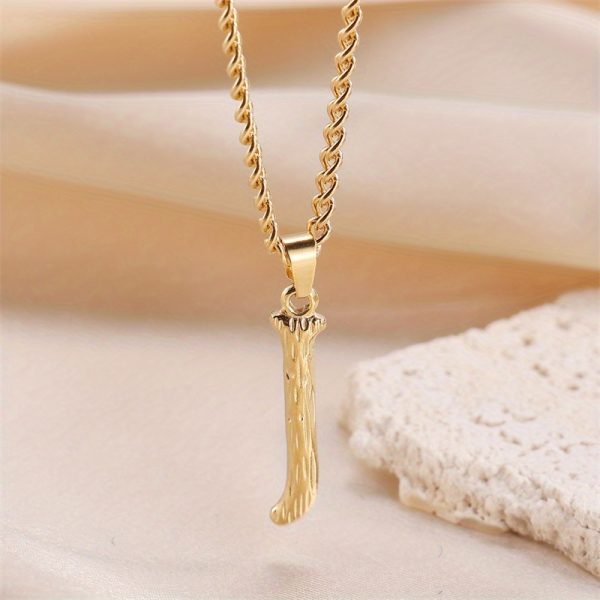 1pc Novel Trendy Stainless Steel Electroplated Golden English 26 Letters Fashion Pendant Necklace For Men And Women - Image 10