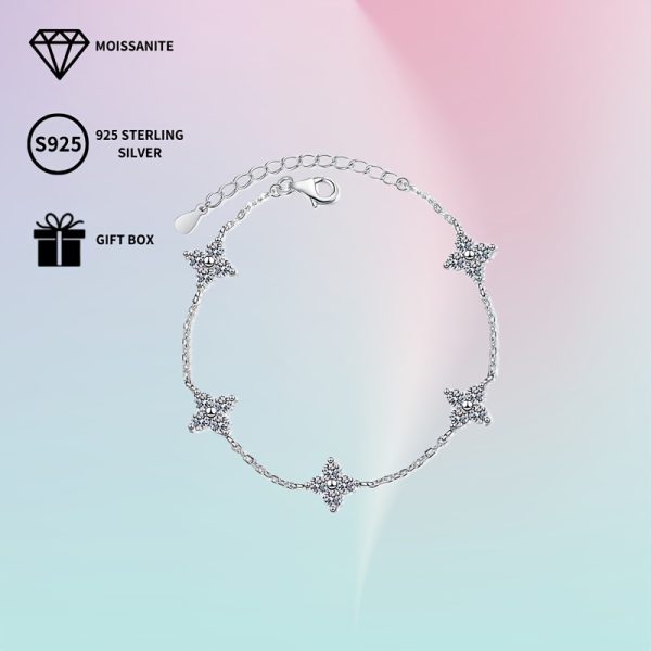 S925 Sterling Silver Moissanite Hexagonal Star Bracelet: Perfect for Mother's Day, Valentine's Day, Travel, Vacation, Birthday Parties, and Family Banquets - Image 2