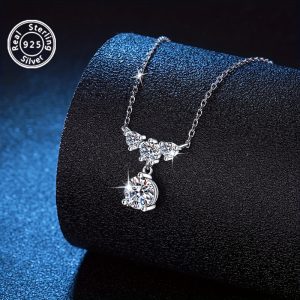 Elegant 1.5 Carat Moissanite Pendant Necklace in 925 Sterling Silvery - Perfect for Daily Wear, Parties, and Special Occasions like Valentine's Day, Christmas, Thanksgiving, Wedding Anniversaries - BLOVEMEE Women's Fashion Jewelry Gift