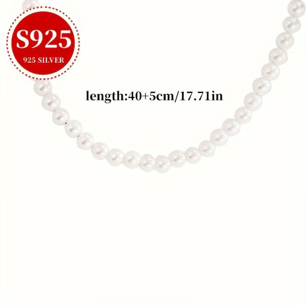 33gu002F1.16oz S925 Sterling Silver Freshwater Pearl Multi-Layered Necklace, Real Round Beads, Baroque Style, Vintage Luxurious, Daily Fashion Accessory, Perfect Gift With Anti-oxidation Box, Women's Elegant Jewelry For Valentine's & Mother's Day - Image 5