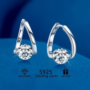 Moissanite Twisted 925 Sterling Silver D Color Earrings, Hypoallergenic, Christmas And New Year Gifts