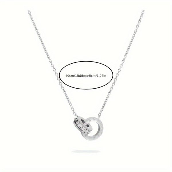 4pcs Stainless Steel Roman Numeral Inlaid Rhinestone Simple Fashion Trendy Design - Image 4