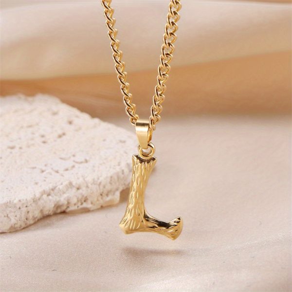 1pc Novel Trendy Stainless Steel Electroplated Golden English 26 Letters Fashion Pendant Necklace For Men And Women - Image 12