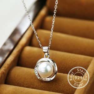 1pc 925 Sterling Silver Delicate Minimalist Freshwater Pearl Pendant Necklace - Elegant Daily Wear Jewelry for Women - Versatile Temperament Gift Idea