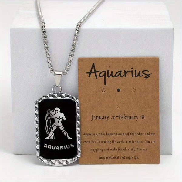 1pc Unique Zodiac Pendant Necklace - Laser-Engraved Double-Sided Stainless Steel Chain Necklace with 12 Zodiac Signs, Trendy Hip Hop Design, Perfect for Holiday Party, Father's Day Gift, Men's Accessories, and Birthday Present - Image 21