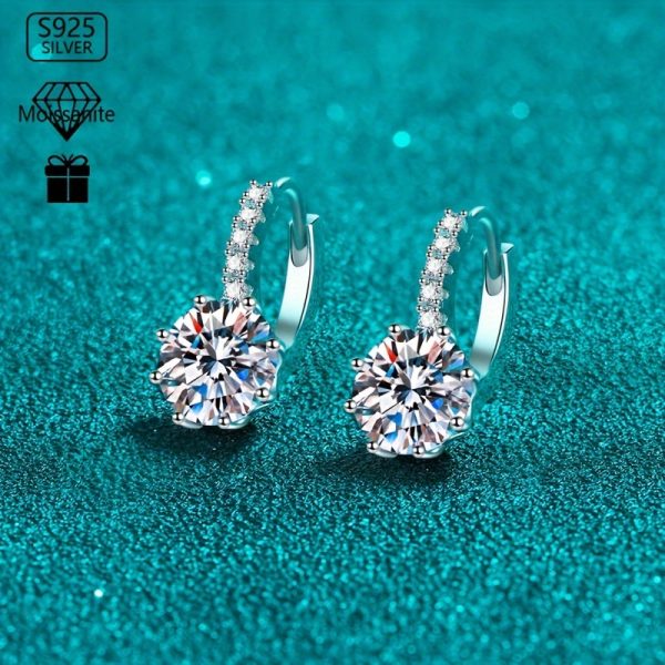 4 carat D color VVS1 moissanite diamond earrings flower design, fashion luxury style hoop earrings for engagement, wedding, bridal wear, valentine's day holiday party jewelry gifts - Image 5