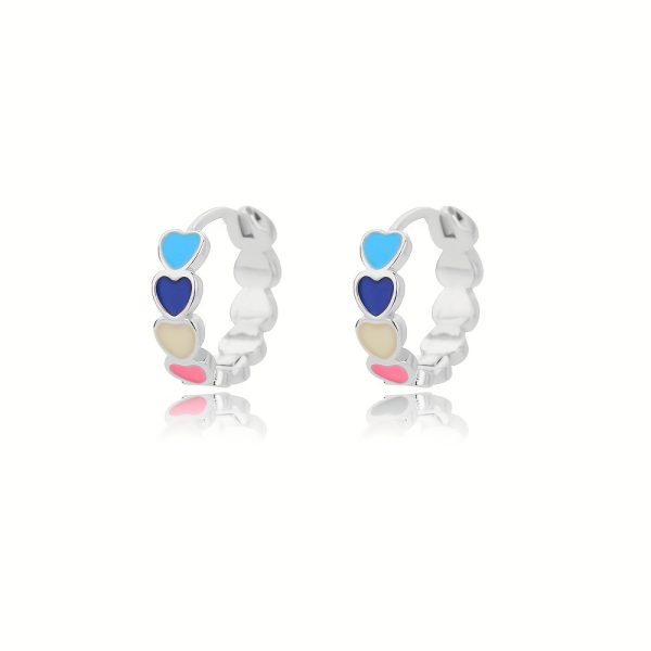 1 Pair Boho Stainless Steel Golden Plated Multicolor Heart Shaped Hoop Earrings For Men - Image 7