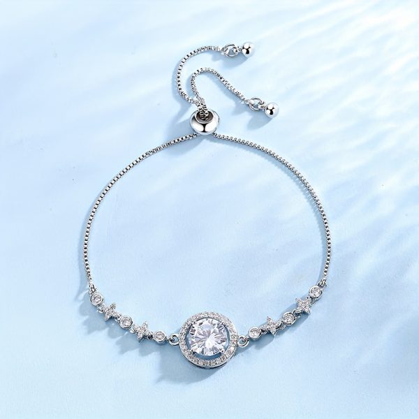Moissanite Bracelet for Women 925 Sterling Silver, Dainty Link Bracelet Valentine's day Birthday Jewellery Gift for Women Girls Her, Moissanite Diamond Tennis Bracelet Fashion Jewelry, - Image 3