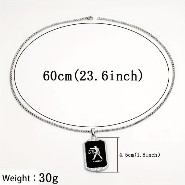 1pc Unique Zodiac Pendant Necklace - Laser-Engraved Double-Sided Stainless Steel Chain Necklace with 12 Zodiac Signs, Trendy Hip Hop Design, Perfect for Holiday Party, Father's Day Gift, Men's Accessories, and Birthday Present - Image 4