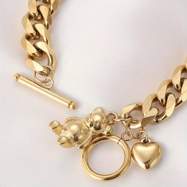 1pc Stylish Unisex Golden Titanium Steel Fashion Bracelet - Hypoallergenic, Water Resistant, Durable, Trendy Accessory for Men and Women - Perfect for Daily Wear, Party, Anniversary, or Gift - Image 2