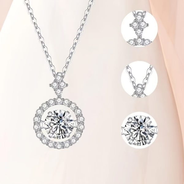 Adjustable 925 Silver Moissanite Pendant Necklace, Valentine's Day Mother's Day Anniversary Birthday Gift for Women & Girls - Image 3