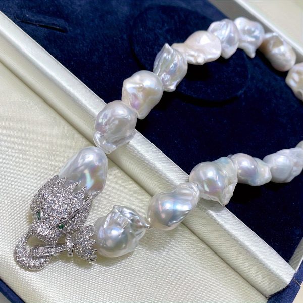 Elegant Baroque Freshwater Pearl Necklace for Women - Large Irregular Pearls, French-Inspired Personalized Collar Chain with Gift Box - Image 6
