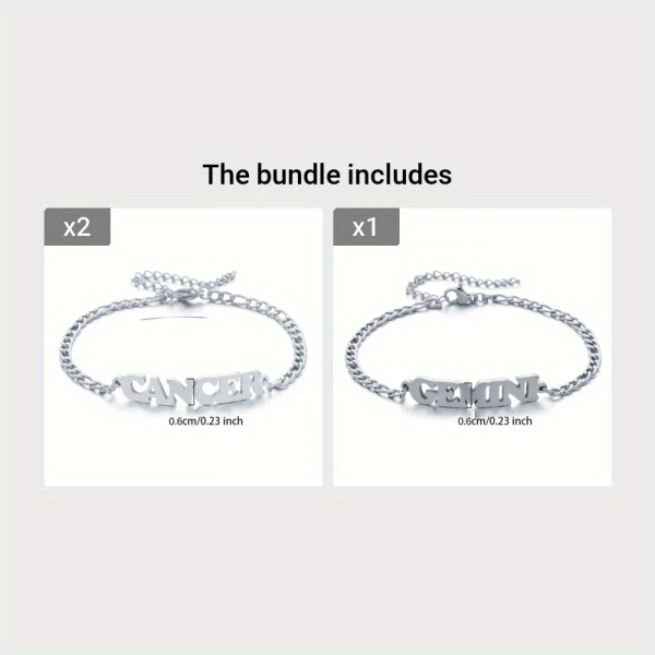 1pc Stainless Steel Zodiac Letter Pendant Bracelet Chain Jewelry Gift For Women Men Halloween Christmas Gift - Image 18