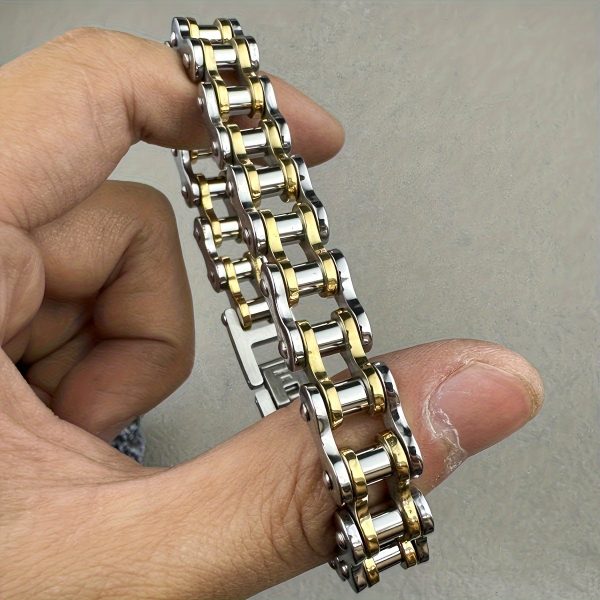 1pc Punk Rock Stainless Steel Mens Bracelet - Stylish & Durable Cool Link Chain Jewelry for Trendsetters - Image 11