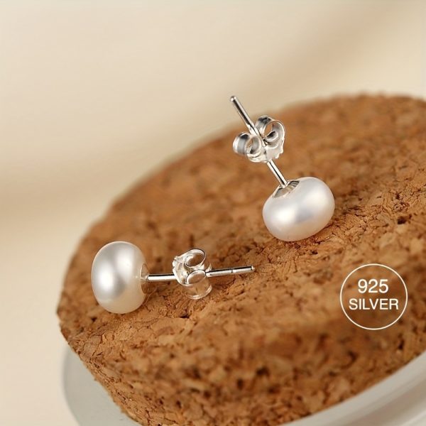 Luxurious Freshwater Pearl Earrings - 925 Sterling Silver, Simple yet Elegant Design, Hypoallergenic, Nickel-Free, Perfect for Daily Wear, Formal Occasions, and as a Timeless Gift for Women