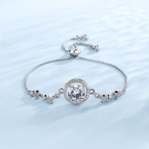 Moissanite Bracelet for Women 925 Sterling Silver, Dainty Link Bracelet Valentine's day Birthday Jewellery Gift for Women Girls Her, Moissanite Diamond Tennis Bracelet Fashion Jewelry,