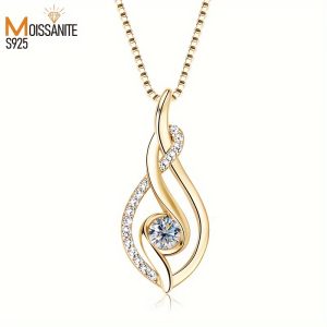 1 piece fine craftsmanship 18k gold plated 925 sterling silver main stone 0.25 carat high quality moissanite fine ladies fashion necklace engagement wedding confession anniversary send friends send loved ones family mother's day gift